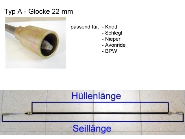 Bremsseil - Glocke 22 mm - 1030 mm